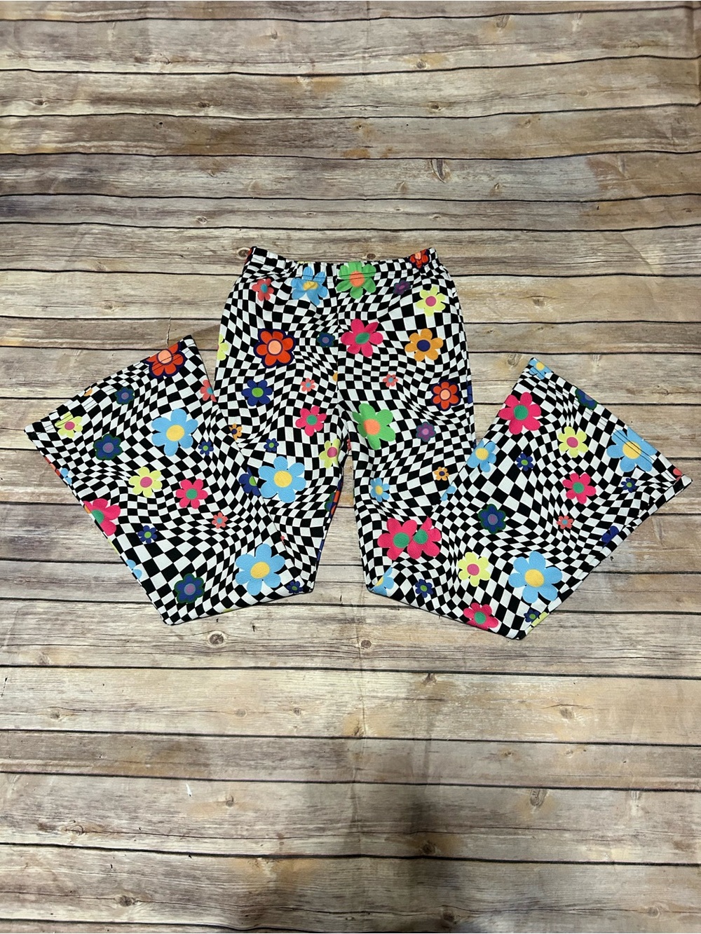 SHEIN Black & White Checkerboard Floral Shorts - Multicolor Accents